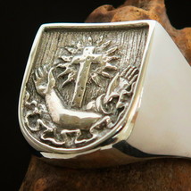 Excellent crafted Mens Ring Franciscan Corona Cross Sterling Silver 925 - $62.00