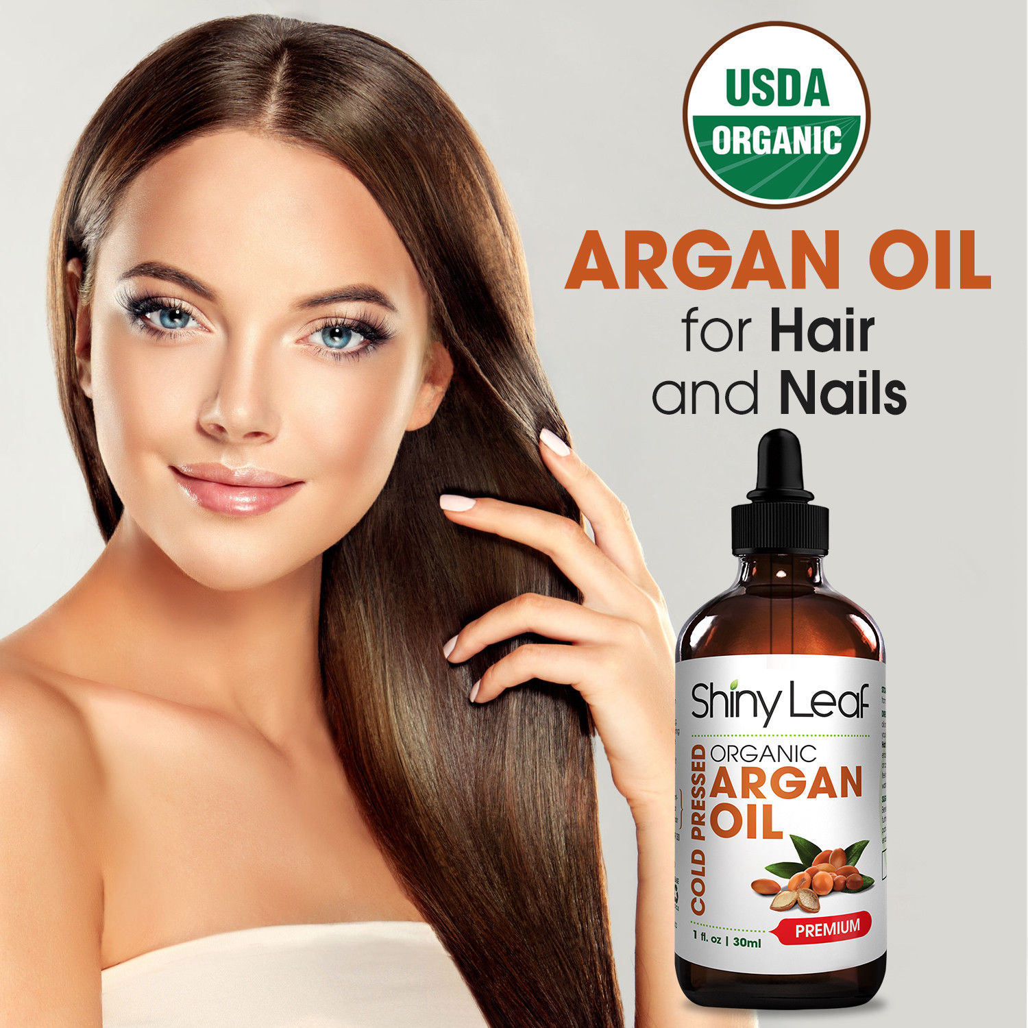 Shiny Leaf Organic Argan Oil for Hair, Face and Body - Pure Morrocan ...