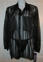 Black Sheer Striped Night Shirt Sleepshirt Panty Set ~ S,M,L ~ Great Gift ~ NWT - $21.99