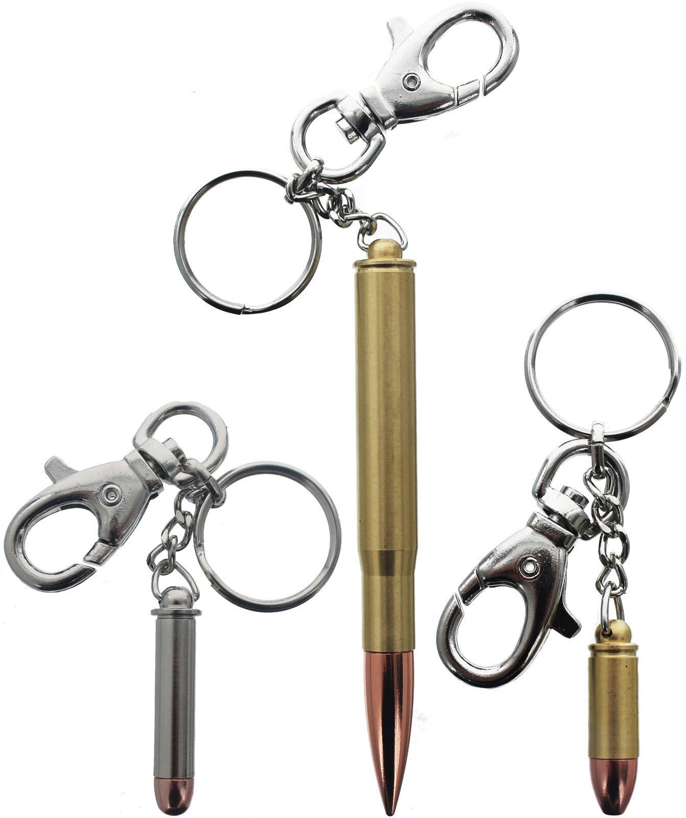 Bullet Keychain Gun Cartridge Ammo Key Chain Ring .50 9mm 40MM 45 ACP