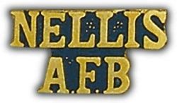 Primary image for NELLIS AFB AIR FORCE BASE SCRIPT  GOLD  LAPEL PIN