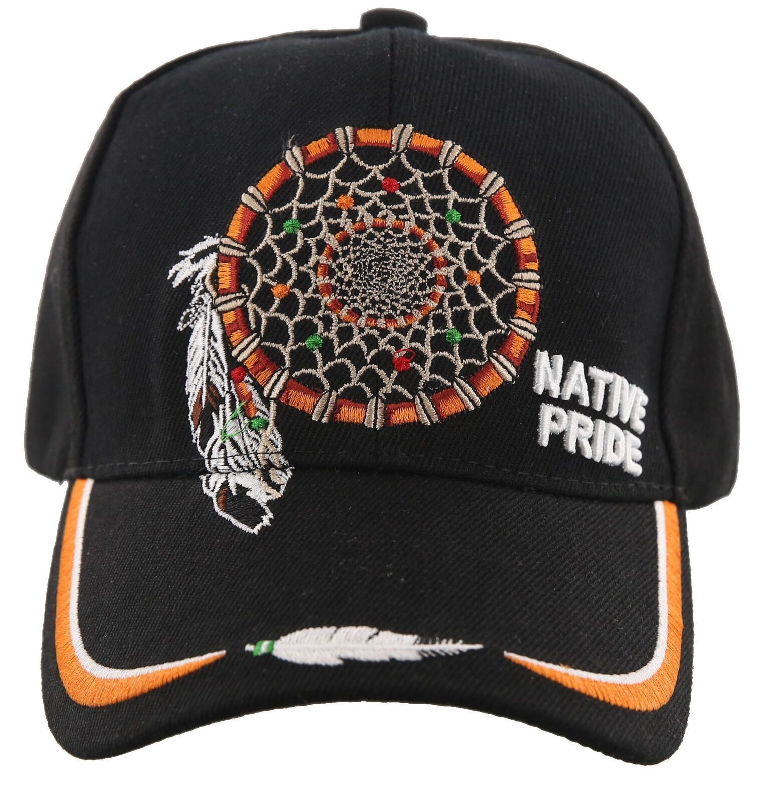 NATIVE PRIDE DREAM CATCHER FEATHER CAP HAT BLACK Men's Hats