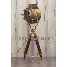 BRITISH BRASS ANTIQUE HOLLYWOOD STYLE TRIPOD FLOOR LAMP FOR LIVING ROOM BY NAUTI