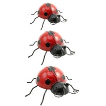 Ladybug Metal Figurines Set 3 Sizes Red with Black Spots Hanging or Freestanding