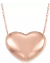 14K Rose Gold Puffed Heart Pendant Necklace - $199.95