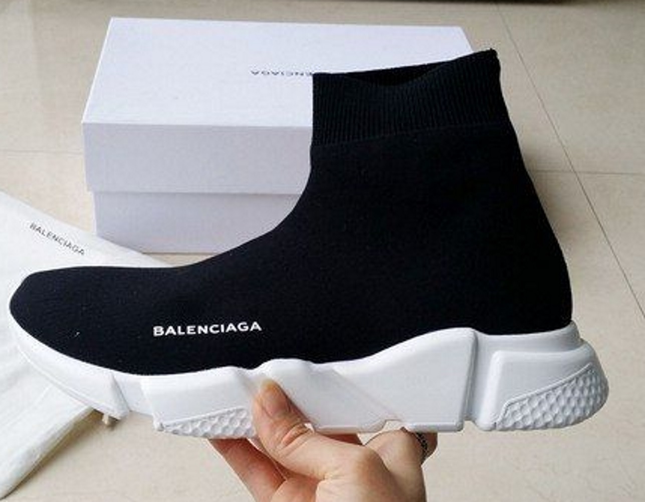 Woman Man Balenciaga Speed Trainer Sock sneakers shoes Runner BLACK ...