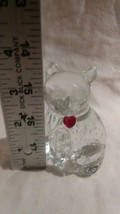 VINTAGE LEFTON CLEAR GLASS CAT WITH RED CRYSTAL HEART &amp; ENCASED BUBBLES - $13.30