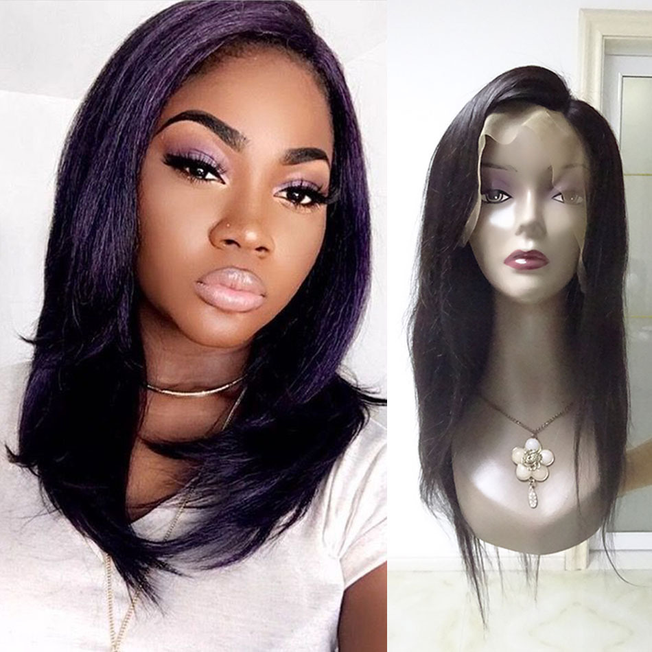 Full Lace Human Hair Wigs with Baby Hair For Black Women Silky Straight Remy
