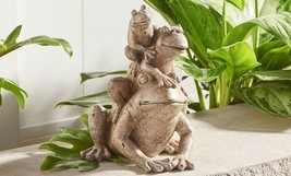 Stacked Three Frog Figurine Garden Pond Statue Polyresin 11.4" High Nature Home image 2