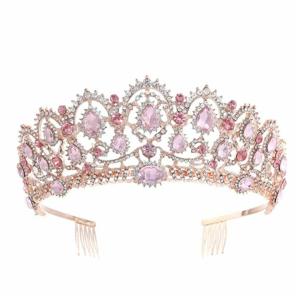 King Hair Pearl Crystal Tiara And Crown With Comb Headband Vintage Baroque Queen