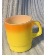 Vintage Fire King white glass mug anchor hocking Yellow Orange Ombre D H... - $14.99