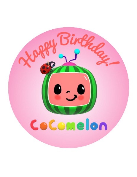 7.5” Round Cocomelon Pre Cut Custom Edible Image Cake Topper - Cake Toppers