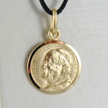SOLID 18K YELLOW GOLD MEDAL, HOLY POPE JOHANNES PAULUS II, SAINT, 13 mm DIAMETER image 1