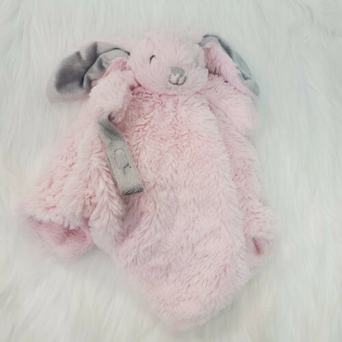 Primary image for Blankets & Beyond Pink Gray Bunny Rabbit Paci Holder Security Blanket Lovey B89