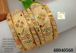 Gold Plated High Quality Bangles kade Bridal Jewelry Chudiya Jewellery Set r270 - $29.69