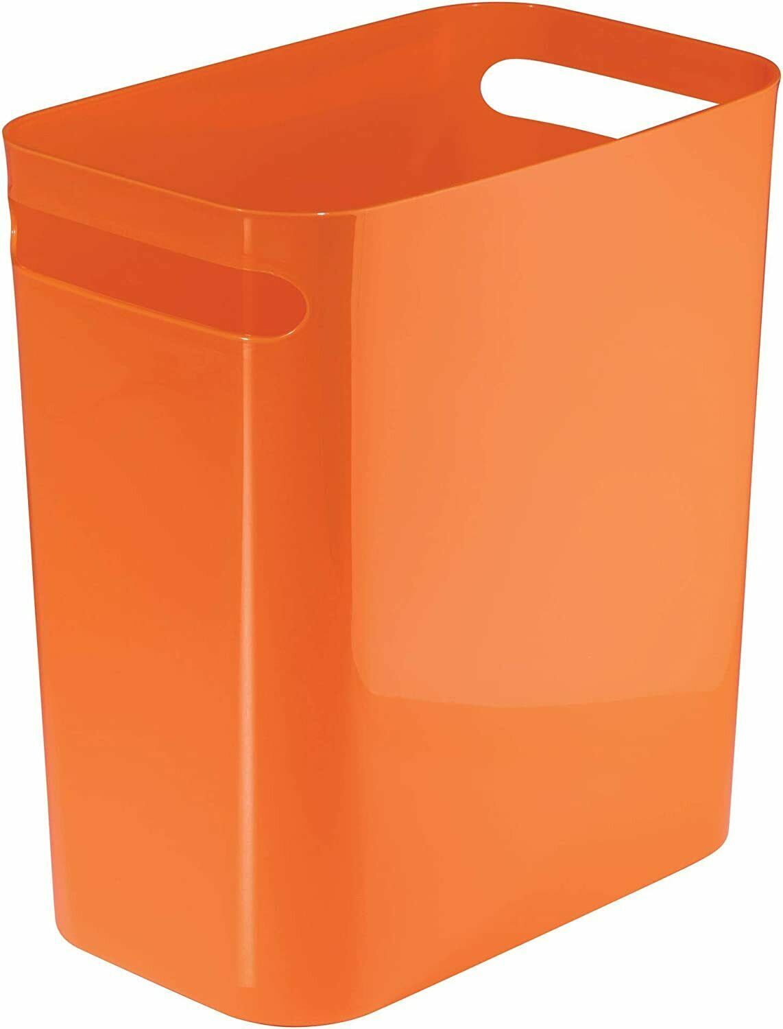 Set of 2 Modern Sleek Design Small 10 inch Tall Orange Trash Can