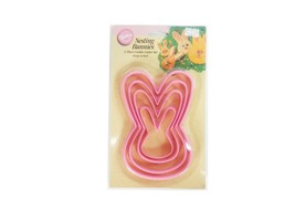 VTG Wilton 1993 Nesting Bunnies 4 Pc Cookie Cutters Rabbit Head Easter Spring - $8.99