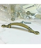 Lot of 7 Burnished Brass Cabinet door Strap Drawer Pulls 3&quot; / 5.5&quot; New s... - $22.76