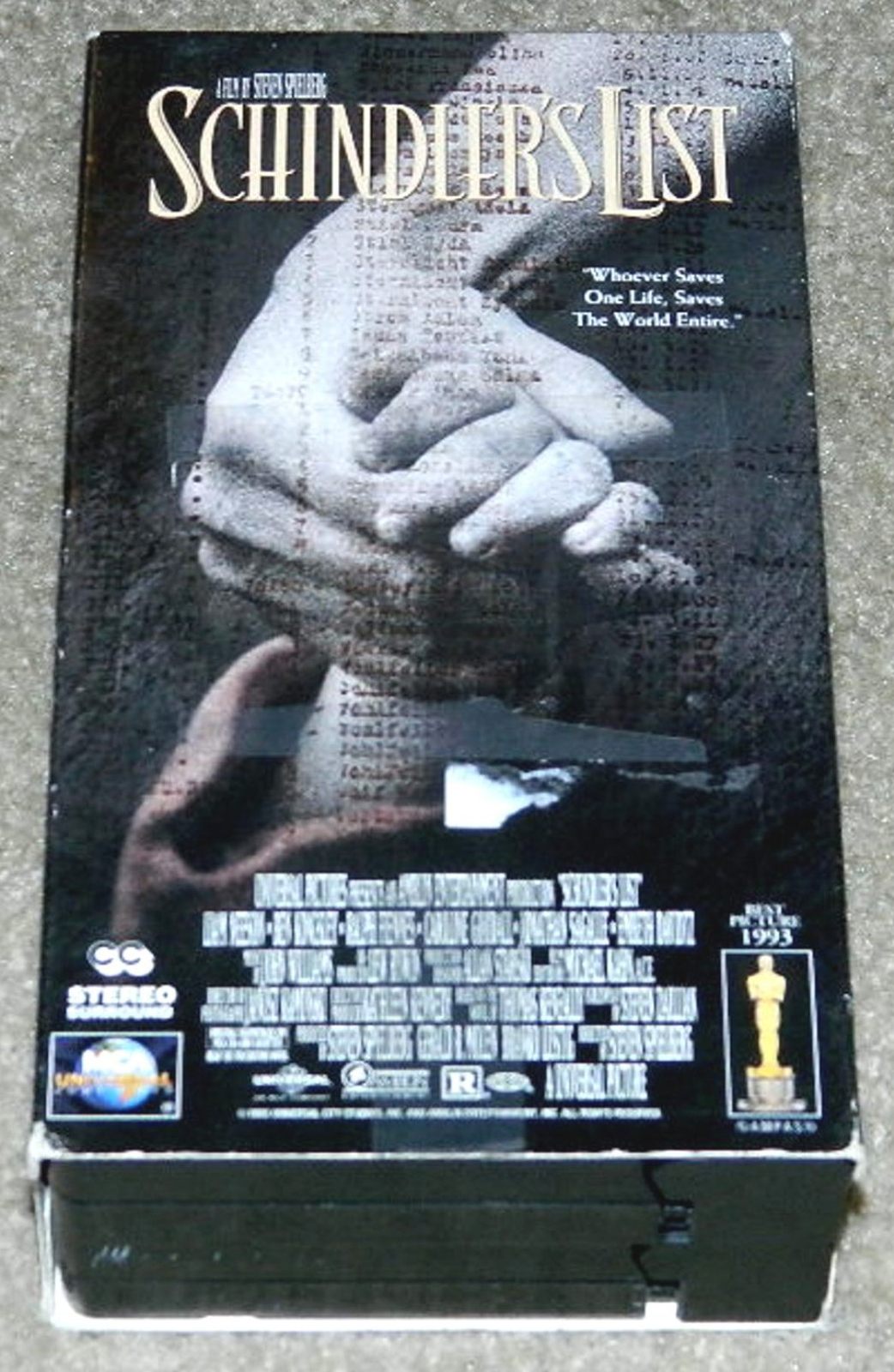 Schindler's List VHS Liam Neeson Ben Kingsley Ralph Fiennes VHS Tapes