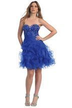 Sexy Strapless Beaded Bodice Ruffled Skirt Short Prom Party Missy Formal... - $84.99