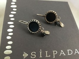 SILPADA Sterling Silver ROUND BLACK ONYX Charm Bead Drop EARRINGS W1093 - $54.15