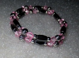 Therapeutic Magnet Pink w/Black Crystal Bracelet, 800 Gauss, Nickel-free... - $8.64
