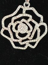 New Rose Pendant Double Chain Necklace Cookie Lee Silver  Color - $32.00