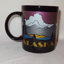 Alaska Coffee Mug 9 oz Cup Ceramic Mountains Lake Trees Black Gold Purpl... - $21.04