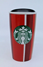 Starbucks Coffee Ceramic Travel Mug Tumbler 2018 Red Gold Stripes 12 oz 355 ml  - $42.10