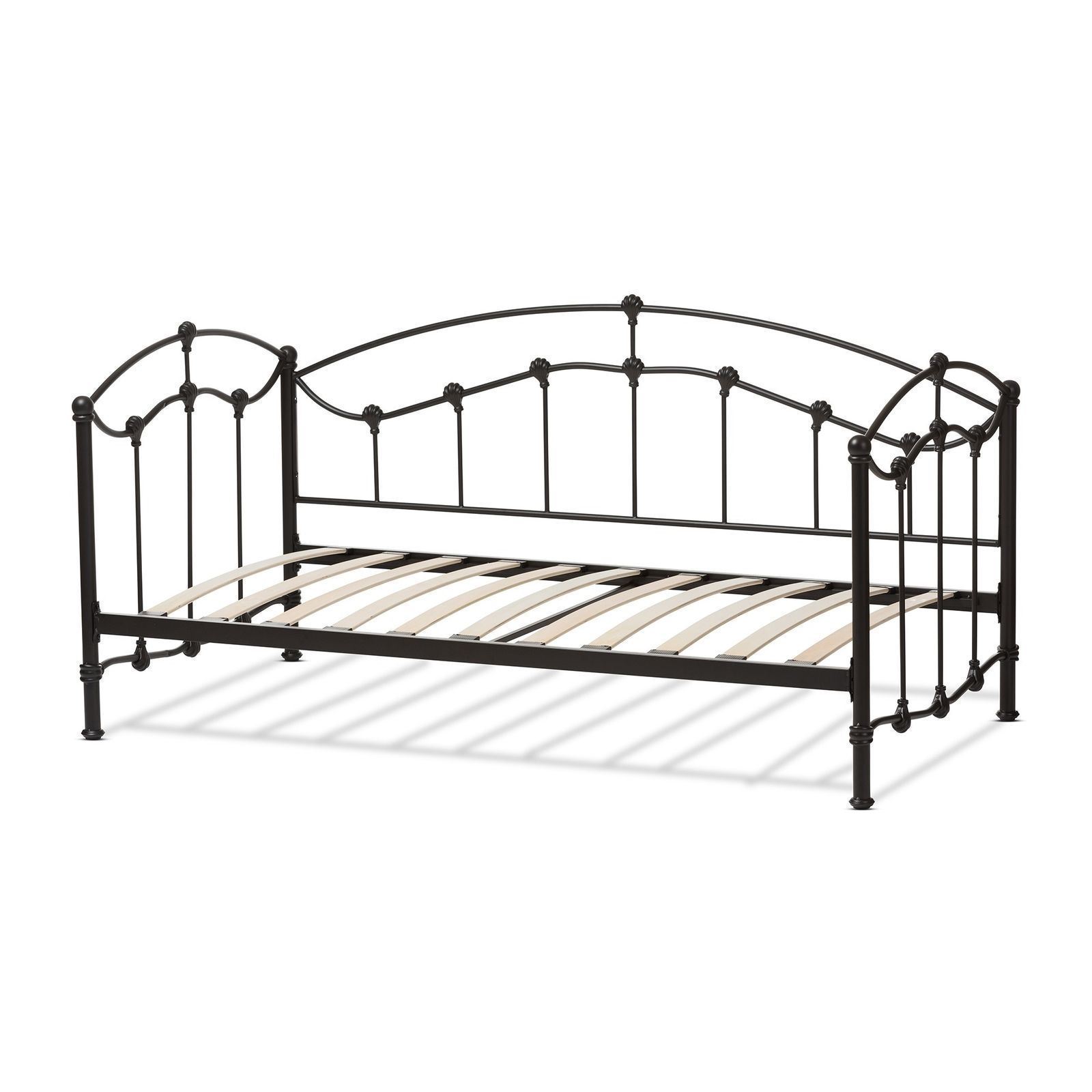 Black Metal Daybed Frame Twin Size Bed Victorian Shells Bedroom