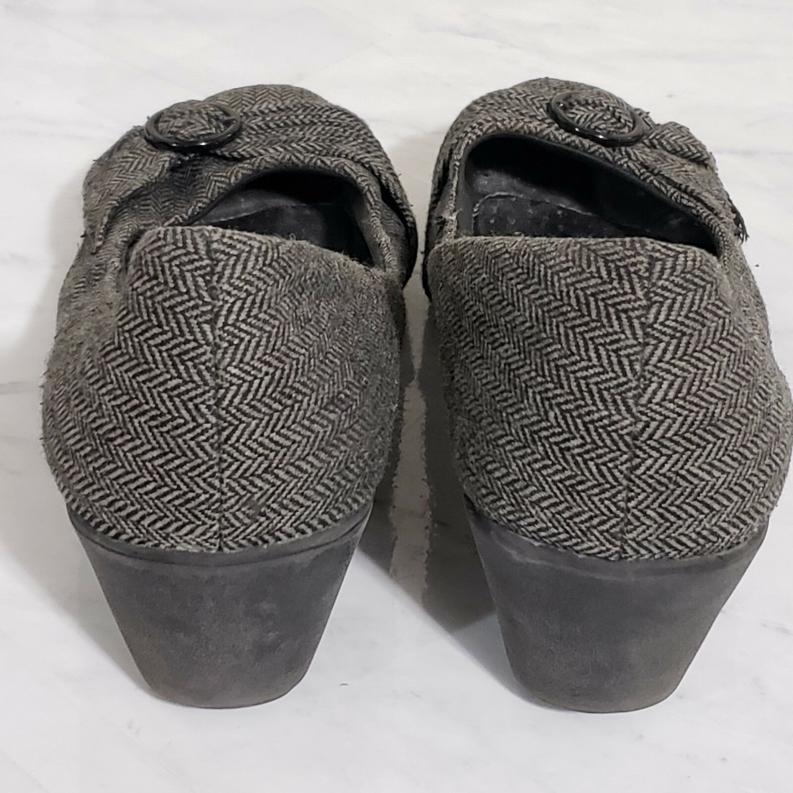 Women’s Deflex Comfort Shoes Size 10W Gray Wedges Career Mid-Heel - Heels