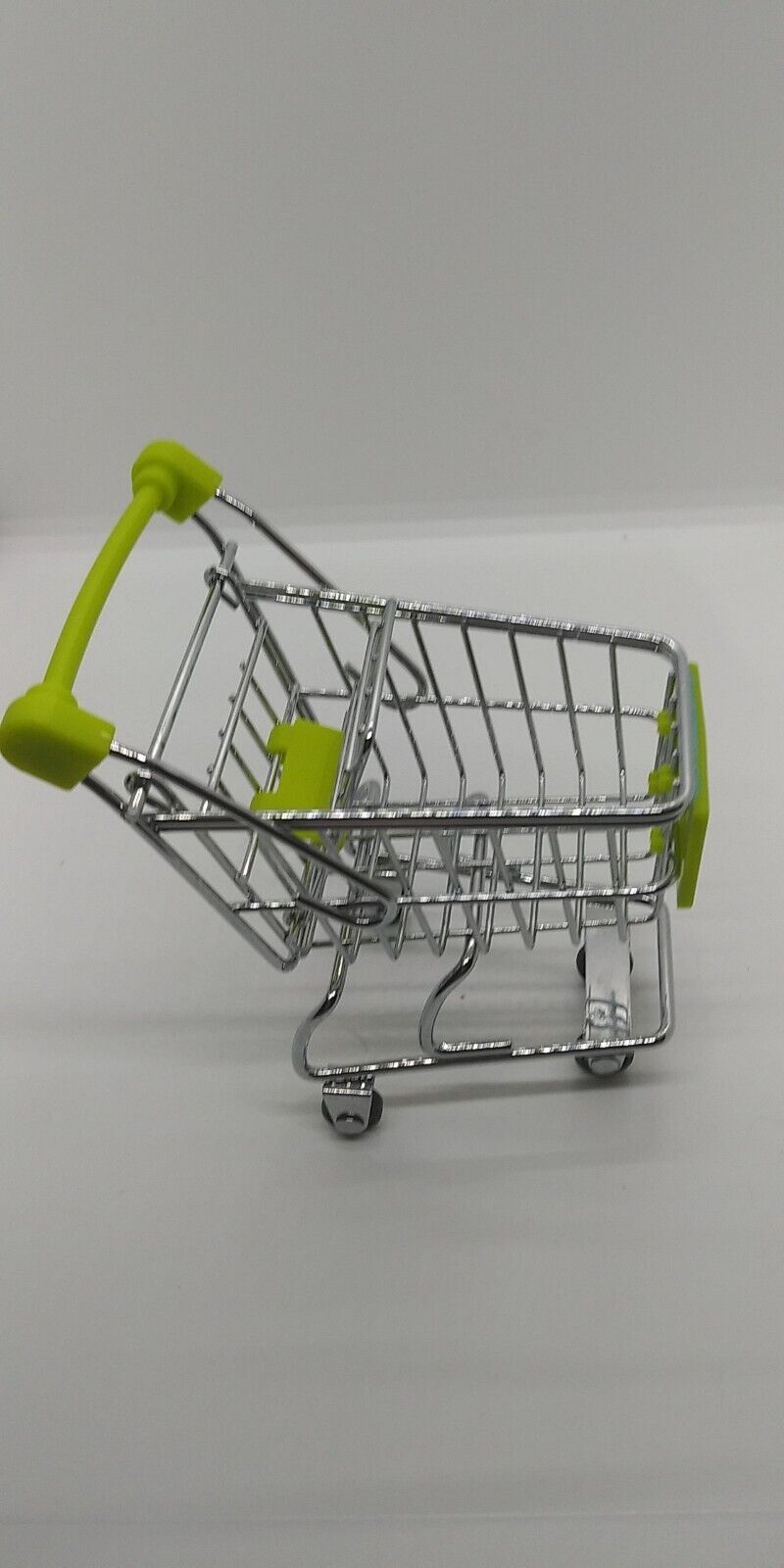 Mini Chrome Grocery Shopping Cart Market Basket Metal Buggy Kart Décor