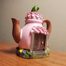 Pink Teapot Fairy House, Miniature House, Fairy Garden Crafts, Garden decor image 4