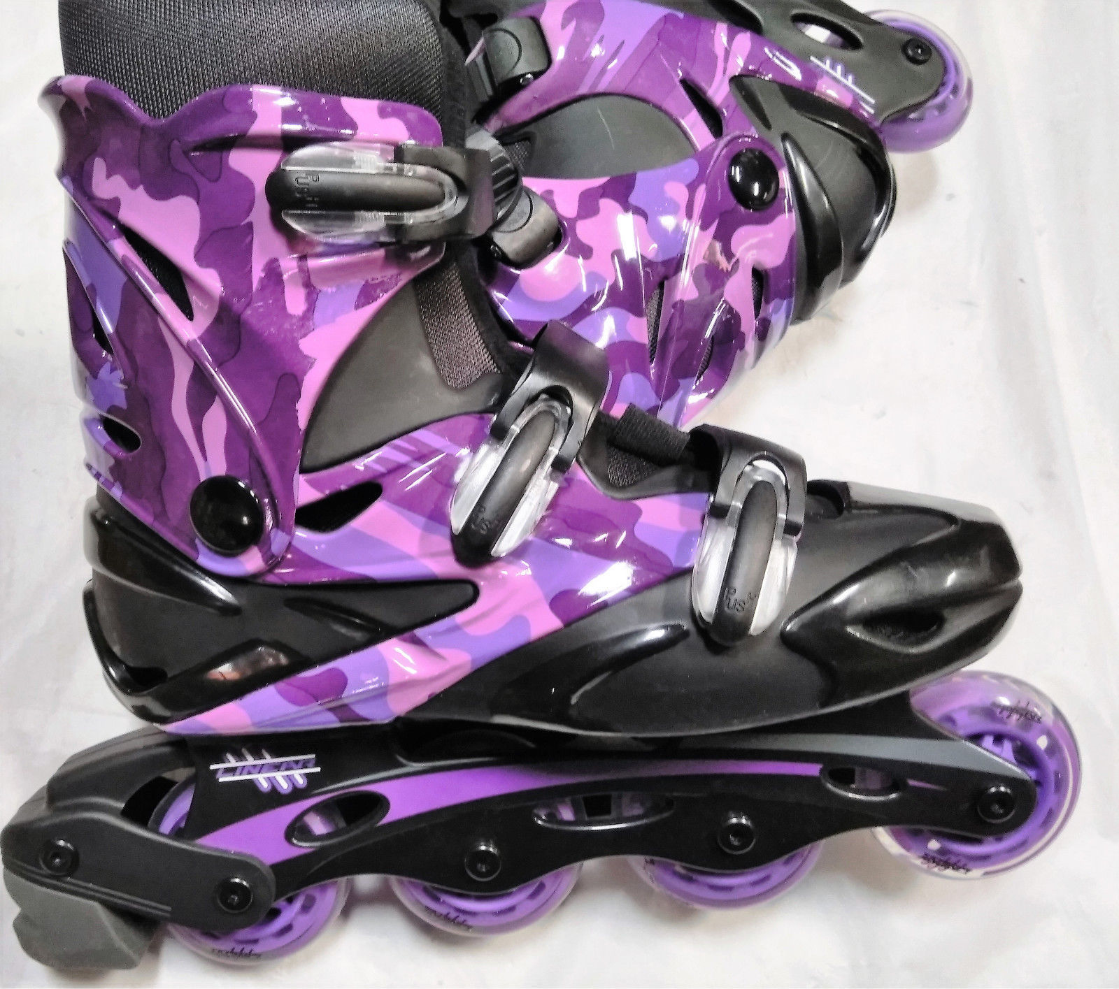 Roller Blades Linear Purple Camo Inline Skates Indoor Outdoor Mens 8