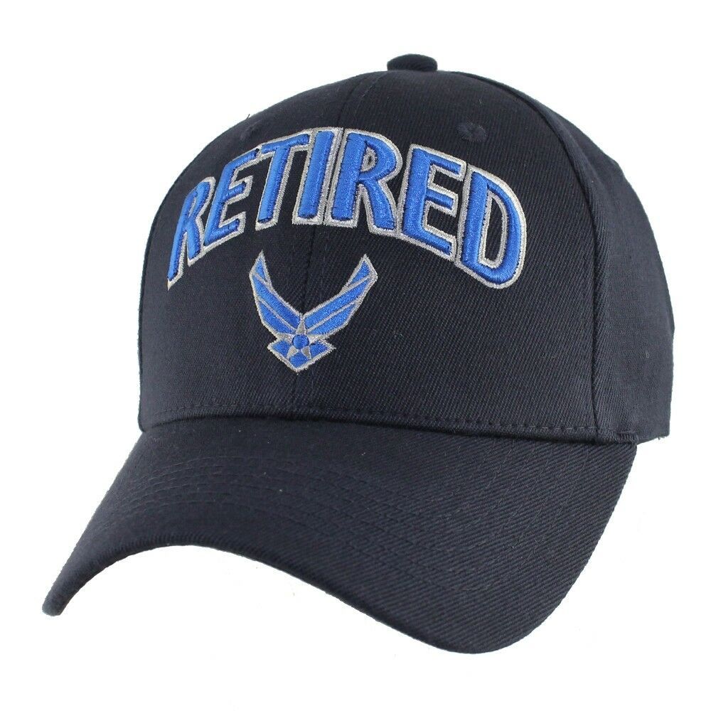 U.S. AIR FORCE RETIRED (STRETCH FIT) Military Ball Cap (blue) Hats