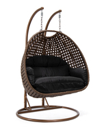 LeisureMod Mendoza Dark Brown Wicker Hanging 2 person Egg Swing Chair - ... - $1,278.60