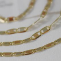 18K YELLOW WHITE ROSE GOLD FLAT BRIGHT OVAL CHAIN 20 INCHES, 2 MM MADE IN ITALY image 3