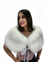 Arctic Fox Fur Shawl 47' (120cm) Extra Wide Collar Fur Wrap Detachable Ribbon image 2