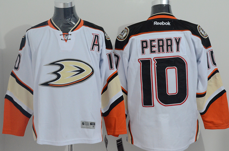 NHL Swen Logo Anaheim Ducks 10 Corey Perry White Ice Hockey Jerseys