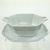 CELINA GRAVY BOAT Savoir Vivre Serving Bowl Plate Dish Pastel Octagon Ta... - $22.26