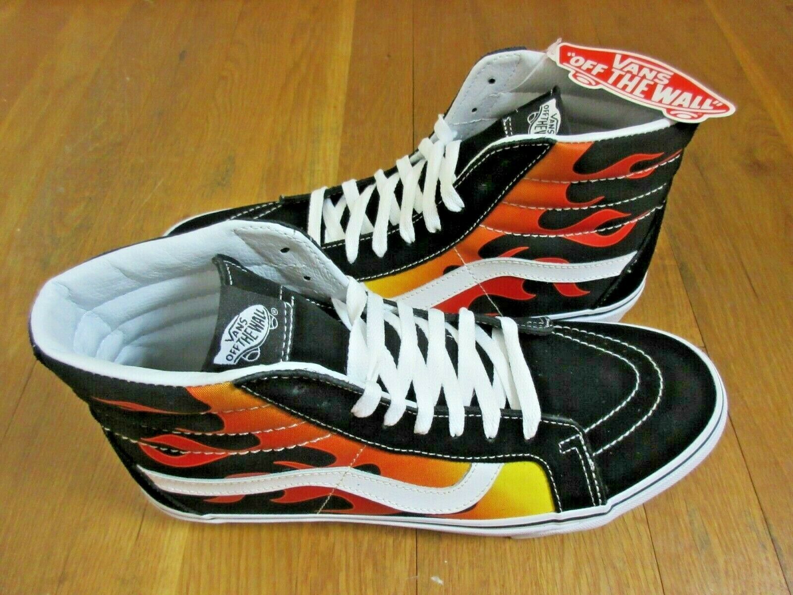 Vans Mens Sk8Hi Reissue Flame Black Orange True White Skate shoes Size