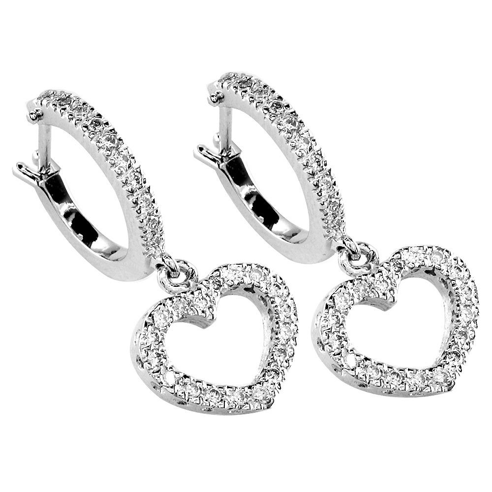 Open Diamond Heart Earrings and Hoops, 0.36CT in 14K White Gold Other