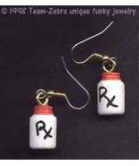 Mini Rx MEDICINE PILL ASPIRIN BOTTLE EARRINGS Nurse Doctor Medical Charm... - $6.97