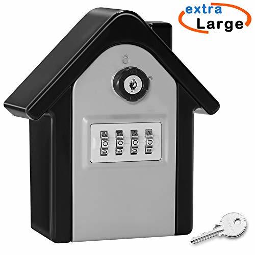 HUANLANG Key Lock Box Outdoor Extra Large Key Safe Box 4Digit