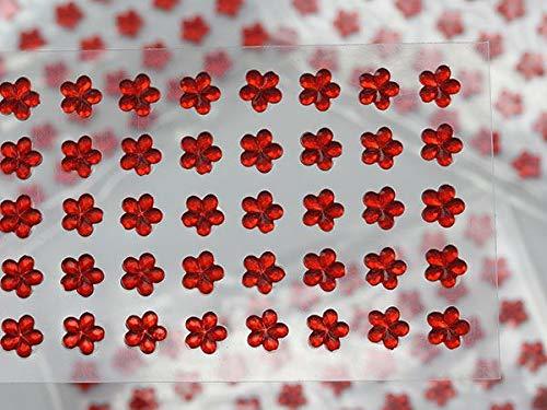 KraftGenius Allstarco 6mm Red LQ17 Flower Self Adhesive Acrylic Rhinestones Plas