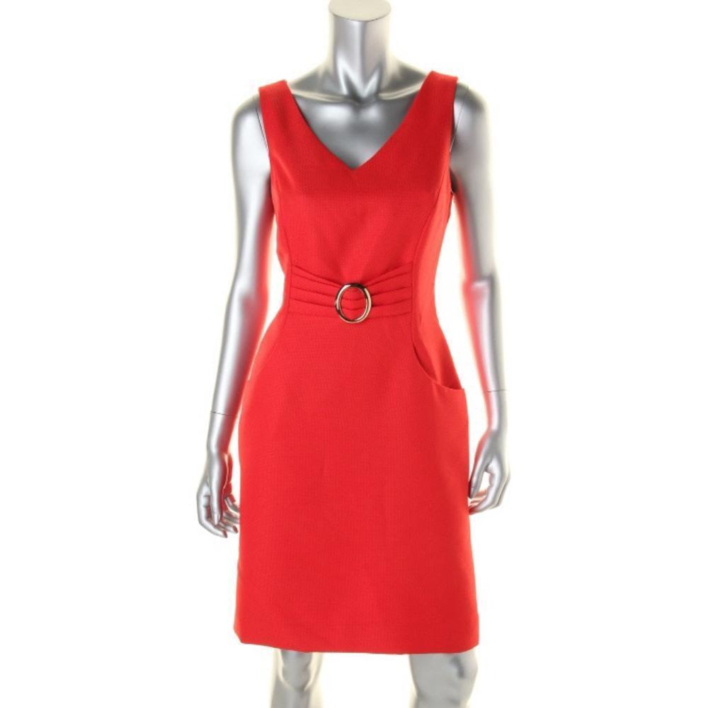 Primary image for Tahari New Womens Red Woven Sleeveless Wear To Work Dress    12