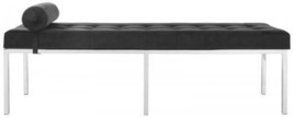 Mid-Century Modern Barcelona Style Tufted Black Upholstered Bench Lounge - $541.53