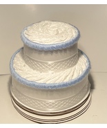 Light Blue and White Baby Shower Decor  2 Tier Diaper Cake Centerpiece Gift - $25.00