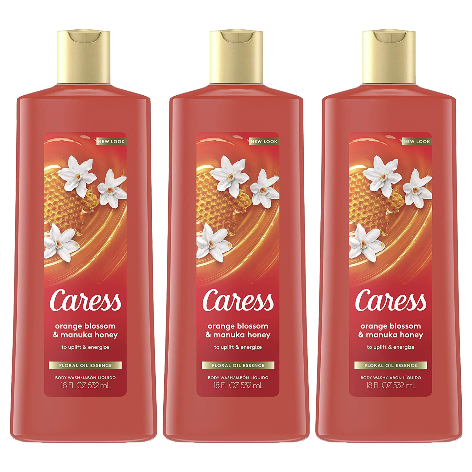 3-Pack New CARESS Orange Blossom & Manuka Honey Uplift & Energize Body Wash 18oz - $40.79