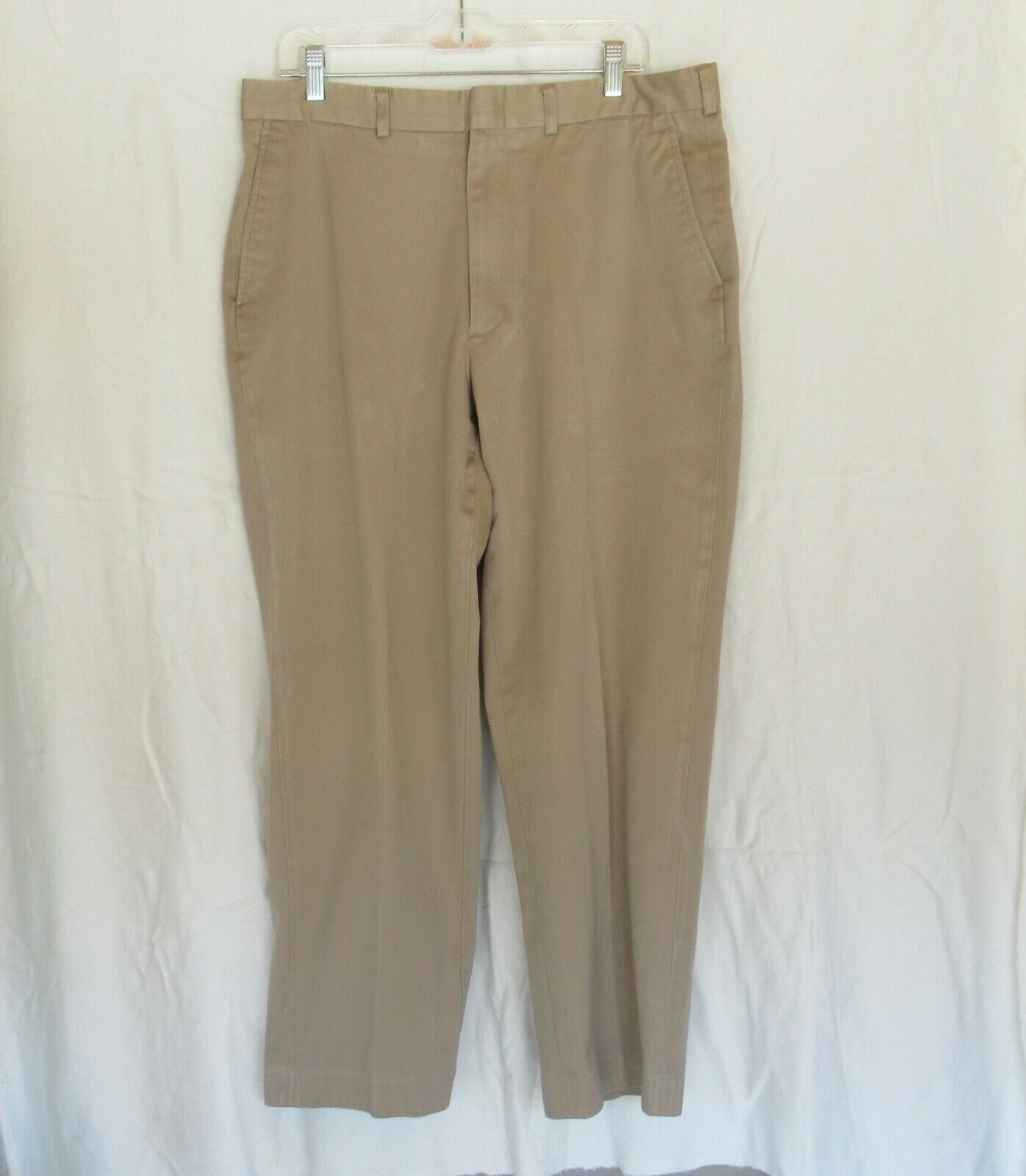 Lands' End men's pants 36x28-1/2 beige khaki flat front straight leg ...
